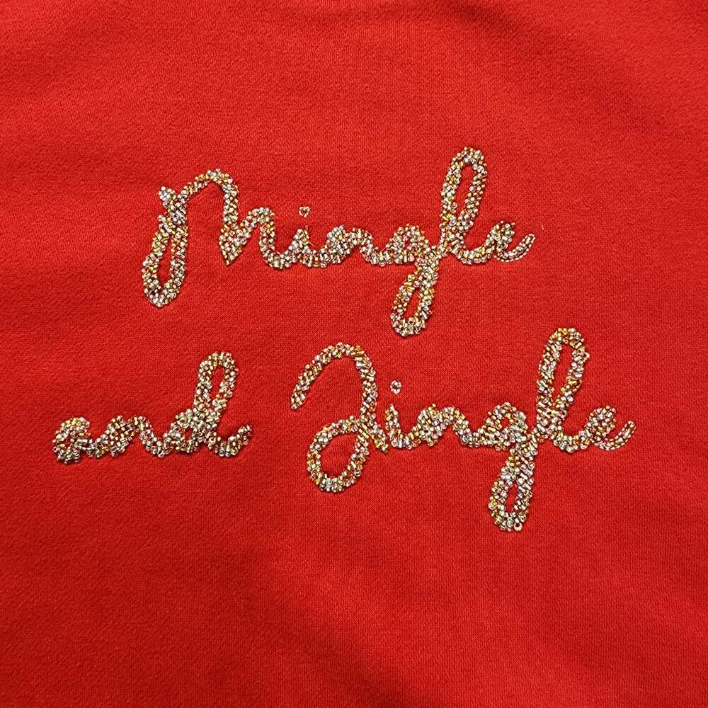 Talbots Red Beaded Mingle and Jingle Sweatshirt Size L - Picture 4 of 6